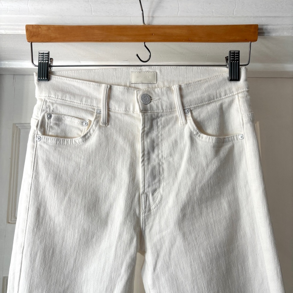 MOTHER The Insider Crop Step Fray White Jeans In Fairest Of Them All Size 24 - Picture 3 of 16